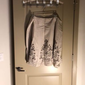 Linen skirt with brown and copper embroidery